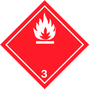 Dangerous Goods Class 3 label- red diamond with white flame